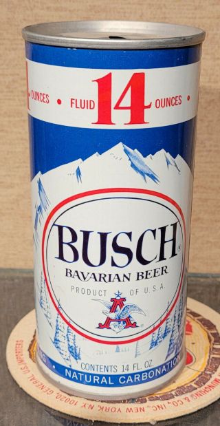 1972 14oz 14 Ounce Busch Straight Steel Pull Tab Beer Can St Louis 9 City