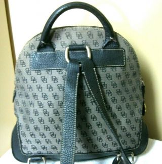 Dooney & Bourke Vintage Black Pebbled Leather Db Design Backpack Purse
