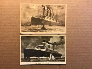 Rms Olympic White Star Line & Ss Leviathan Ocean Liner Postcards,  Unposted