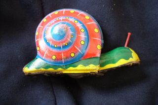 Vintage Japanese Friction Drive Tin Plate Snail By Kks