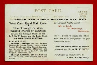 Uk London & North Western Railway Postcard 1904 Royal Mail Town Stops Steam Loco