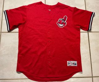 Rare Vintage Majestic Cleveland Indians Mlb Chief Wahoo Jersey Men’s Xl