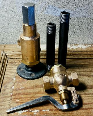 TWO Vintage Brass Pressure Relief Valves,  Heavy Gauge,  Steampunk,  Industrial 3