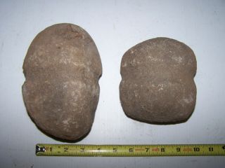 2 Large West Coast Artifacts Hammerstone / Club Authentic Indian Artifact