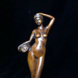 Collectibles Natural Boxwood Figurine Carved Naked Beauty Girl Wood Statue AP167 3
