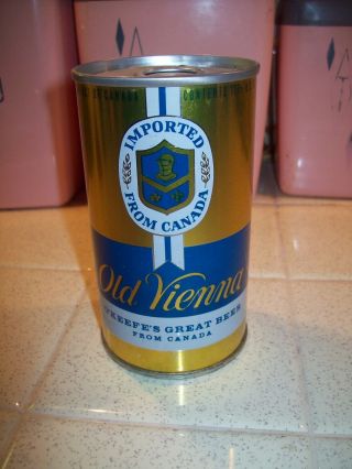 Vtg Old Vienna Beer Can Straight Steel Pull Tab Imported From Canada 11 1/2oz