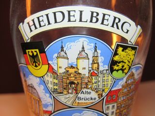 Heidelberg Vintage Decorative German Gold Rimmed Beer Pint Glass W/ Coat Of Arms