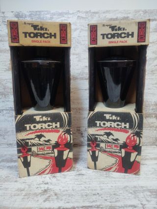 Mcm Vtg.  The Tiki Torch Black Metal Once In Boxes