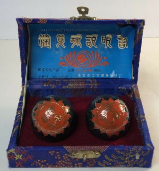 Vintage 2 " Shouxing Chinese Balls Stress Relief Reliever Medicine Musical Chime