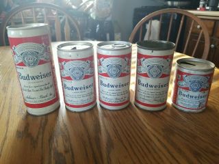 Vintage Budweiser Beer Cans X5 Pull Top