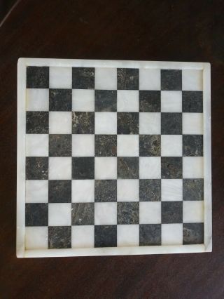 Vintage Stone Marble Chess Board 11 - 3/8” X 11 - 1/2”black And White Squares Heavy