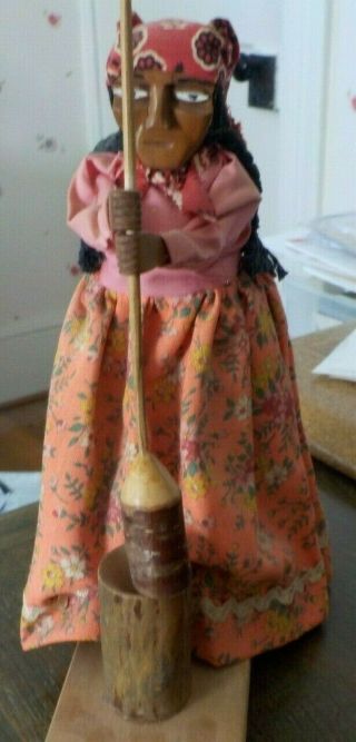 Cherokee Doll Hand Made With Masher Wooden Figurine Vintage 9.  5 "