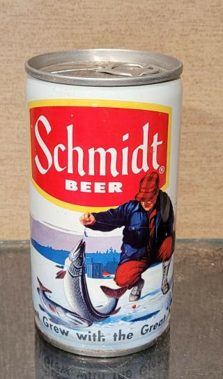 1970s Schmidt Ice Fishing Pull Tab Beer Can Bottom Opened Heileman 5 City