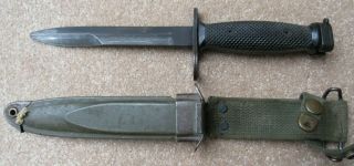 Us M7 Imperial Bayonet Knife & Usm8ai Metal Sheath Scabbard Us Military Vintage
