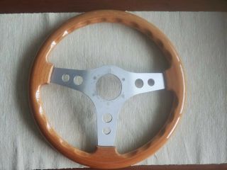 345mm Vintage OBA Italy wood wooden steering wheel fits MOMO OMP hub like Nardi 2