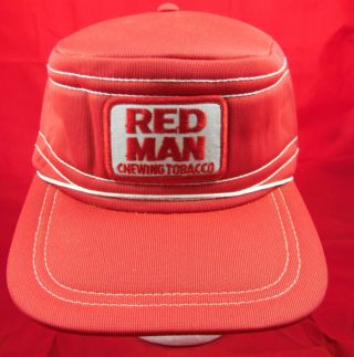 Vintage Red Man Chewing Tobacco Pill Style Trucker Patch Snapback Hat Cap Retro