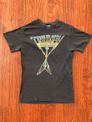 Vintage 80s Triumph T - Shirt Size Small S Allied Forces 1981 Tour Rock Band