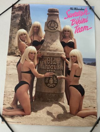 Vintage 1991 Old Milwaukee Swedish Bikini Team Two Sided Poster