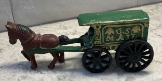 Cast Iron Toy.  Us Mail Wagon With Horse