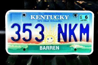 Kentucky Expired License Plate Barren County Ky Glasgow 42141 Smiling Sunshine