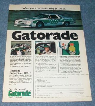 1976 Gatorade Energy Drink Ad With Nascar Darrell Waltrip 88 Chevrolet Laguna