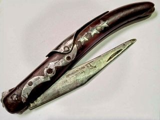 Okapi Primitive Pocket Knife Made In Germany Antique Vintage Folding Wood Handle