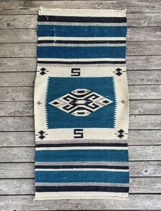 Vtg Native American Indian Hand Woven Wool Rug Saddle Blanket Navajo? Chimayo
