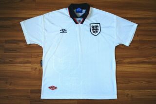 England National 1993 - 1994 - 1995 Home Football Shirt Jersey Umbro Large Vintage