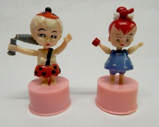Vintage Pebbles & Bam Bam Flintstone 2 Kohner Bros.  Push Button Toys Price Drop