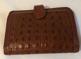 Vintage Brahmin Brown Alligator Leather 6 Ring Binder,  Credit Card Holder & Pad
