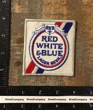Vintage Rwb Red White & Blue Lager Beer Logo Iron - On Patch
