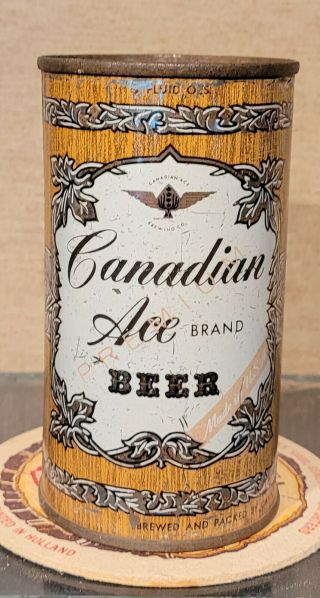 1959 Canadian Ace 2 - Sided Flat Top Beer Can Candian Ace Brewing Chicago Il Wings
