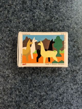 Juri Matchbox Toy Wooden Llama Set West Germany Miniature Vintage Alpaca