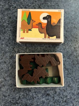 Juri Matchbox Toy Wooden Camel Set West Germany Miniature Vintage 3