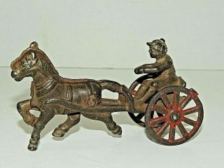 Vintage Cast Iron Horse And Sulky,  Parts Or Restore