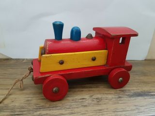 Vintage Wooden Pull - Along Train,  Classic Toy.