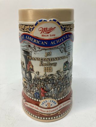 Miller Beer Stein Mug Great American Achievements 1869 Transcontinental Railway