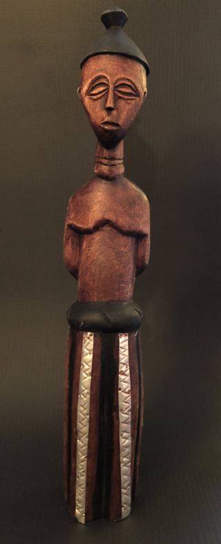 Vintage Wooden Handcarved African Tribal Man Statue Figurine Wood 20” Tall