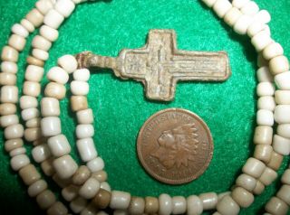 Fur Trade Cross Glass Trade Bead Necklace 1700s Colonial Christian