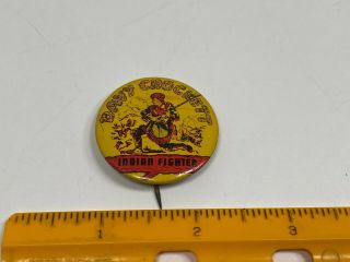 Vintage Davy Crockett Indian Fighter Old Promo Pin Pinback Made In Usa