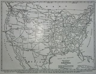 Vintage 1944 Railroad Map Of U.  S.  World War Wwii American Railway Trains L@@k