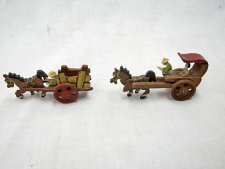 Hand Carved Wooden Knick Knack Horse Carriage/wagon Box Japan