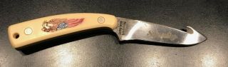 Vintage 1990s Schrade U.  S.  A.  518sc " Sharp Finger " Scrimshaw Fixed - Blade Knife