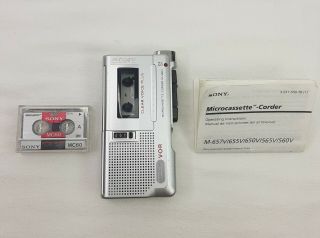 Vintage Sony M - 560v Clear Voice Plus Vor Microcassette Recorder &