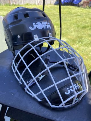 Vintage Jofa Ice Hockey Helmet Senior White Adjustable Sr With 381 Sr Mask