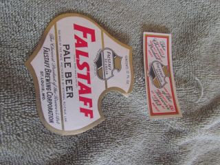 St Louis,  Mo - Falstaff Pale Beer Bottle And Neck Label