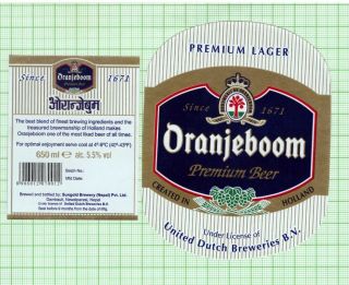 Nepal Sungold Brewery Oranjeboom United Dutch Brew.  Holland Beer Label C2478 107