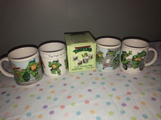 Rare Teenage Mutnat Ninja Turtles Vintage Mug Coffee Cup Tmnt 1990 Complete Set
