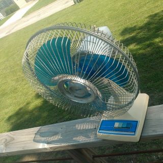 Vintage Blue Lasko Electric Fan 12 Inch Oscillating 3 Speed - &