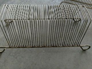 VTG Metal Wire Record Rack Brass Stand Holder Storage Set Holds 220 LP Vinyl 3
